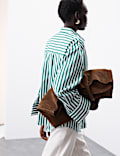 Pure Cotton Striped Collared Relaxed Shirt