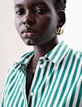Pure Cotton Striped Collared Relaxed Shirt