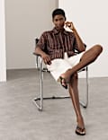 Pure Ramie Striped Pintuck Shirt