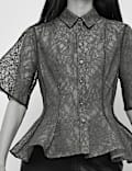 Lace Collared Waisted Shirt
