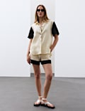 Pure Flax Linen Contrast Resort Shirt