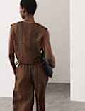 Pure Flax Linen Striped Wrap Top