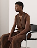 Pure Flax Linen Striped Wrap Top