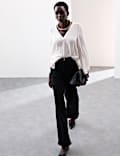 Pure Silk V-Neck Popover Blouse