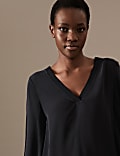 Pure Silk V-Neck Popover Blouse