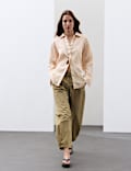 Chemise &agrave; rayures en lin avec soie