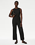 Jersey Belted Sleeveless Jumpsuit