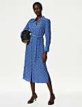 Cupro Rich Geometric Midaxi Shirt Dress