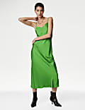 Satin V-Neck Midaxi Slip Dress
