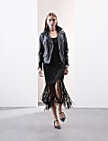 Crepe Tassel Midaxi Column Dress