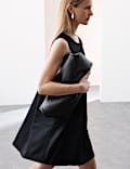 Satin Round Neck Mini Shift Dress