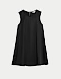 Satin Round Neck Mini Shift Dress