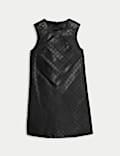 Leather Cutwork Detail Mini Shift Dress