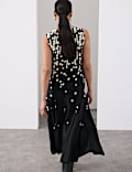Cupro Rich Spot Print Maxi Swing Dress