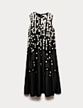 Cupro Rich Spot Print Maxi Swing Dress
