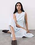 Linen Rich Asymmetric Midaxi Dress