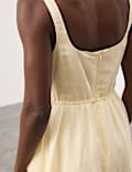 Linen Rich Pintuck Midaxi Skater Dress