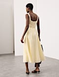 Linen Rich Pintuck Midaxi Skater Dress