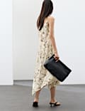 Cupro Rich Printed Asymmetric Midi Slip Dress