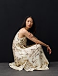 Cupro Rich Printed Asymmetric Midi Slip Dress