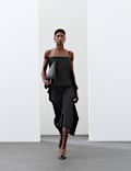 Drapiertes Midaxi-Tr&auml;gerkleid aus Satin mit hohem Lyocellanteil