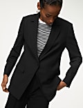 Wool Blend Single Breasted Blazer with Silk