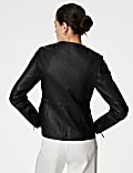 Leather Collarless Jacket