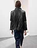 Leather Tassel Fringed Biker Jacket