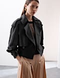 Cropped Trenchcoat aus Leinenmischgewebe