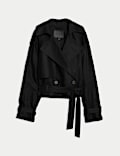 Cropped Trenchcoat aus Leinenmischgewebe