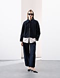 Wool Blend Cropped Pea Coat