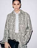 Leather Snakeskin Print Jacket