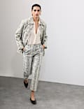 Leather Snakeskin Print Jacket