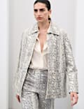 Leather Snakeskin Print Jacket