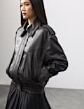 Leather Relaxed Harrington Jacket