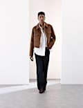 Wool Blend Collared Cropped Utility Jacket