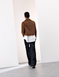 Wool Blend Collared Cropped Utility Jacket