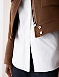 Wool Blend Collared Cropped Utility Jacket