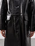 Leather Patent Crackle Longline Car Coat