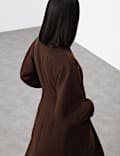 Wool Blend Collarless Longline Coat