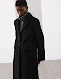 Wool Blend Longline Tailored Coat