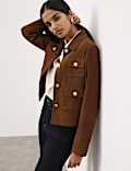 Suede Collared Pocket Cropped Jacket