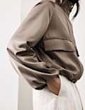 Satin Lightweight Funnel Neck Bomber Jacket