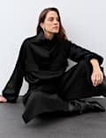 Satin Lightweight Funnel Neck Bomber Jacket