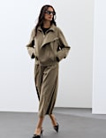 Wool Blend Funnel Neck Tailored Bomber Jacket