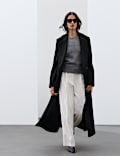 Wool Blend Single Breasted Tailored Coat