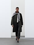 Pure Cotton Checked Collared Longline Car Coat