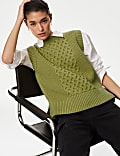 Wool Rich Cable Knit Round Neck Knitted Vest