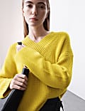 Pure Merino Wool Ribbed V-Neck Jumper