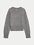 Kurzarm-Pullover mit Rundhalsausschnitt und Mohair